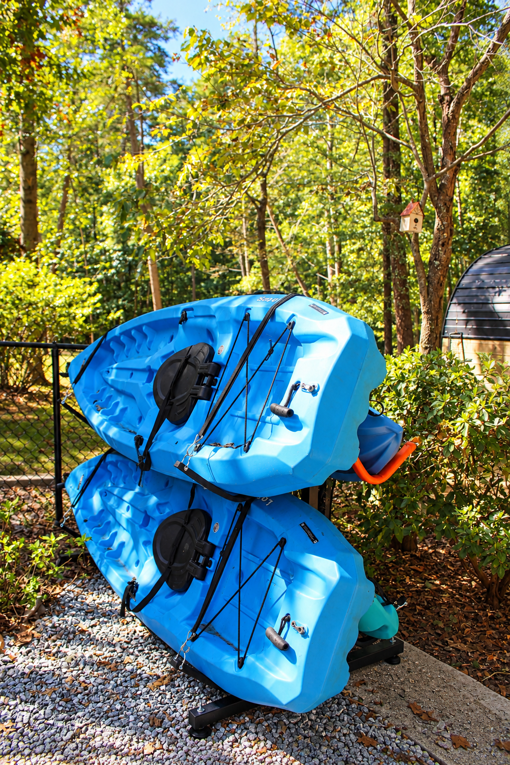 Complimentary kayaks ready for peaceful outdoor adventures