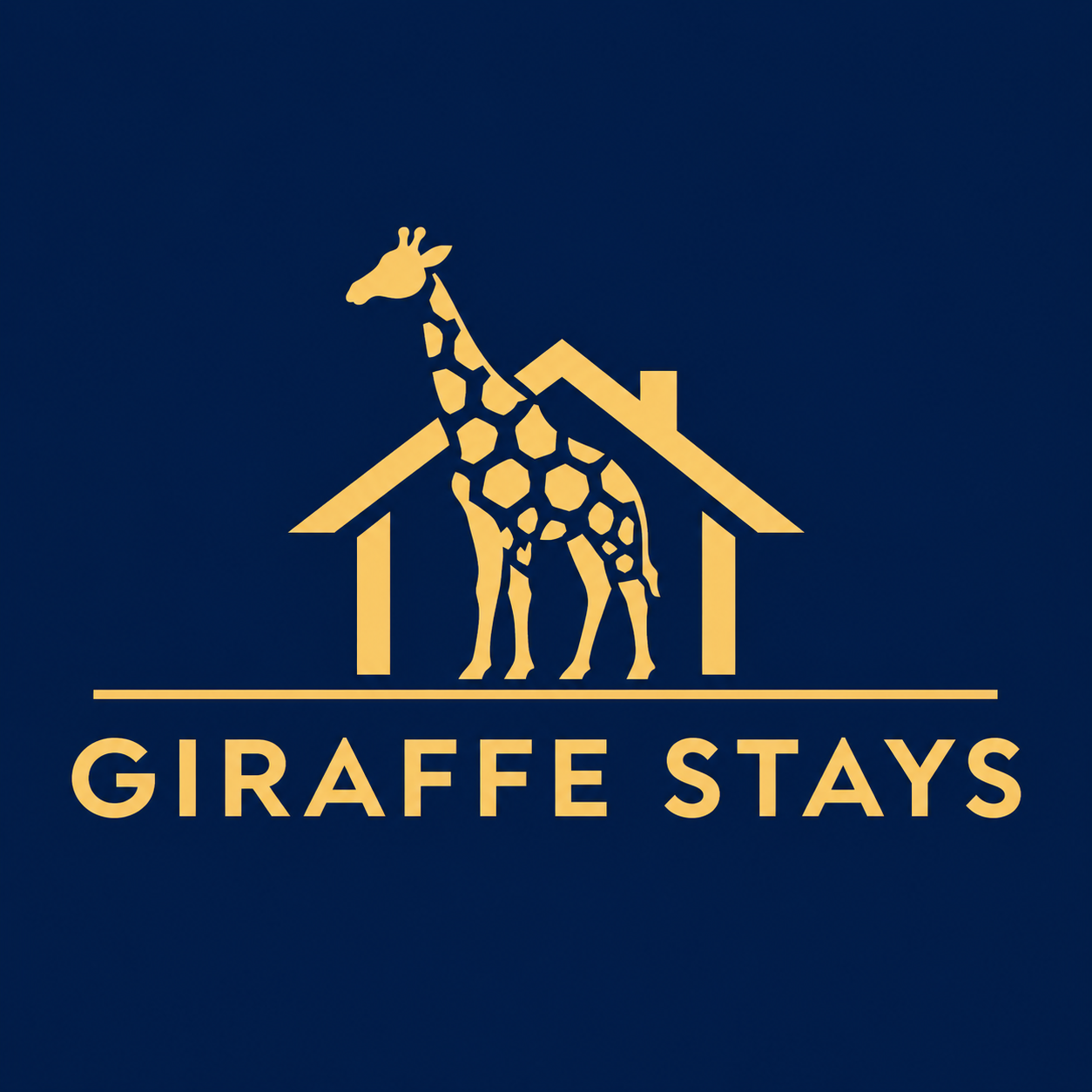 Giraffe Stays logo with elegant gold house-and-giraffe design