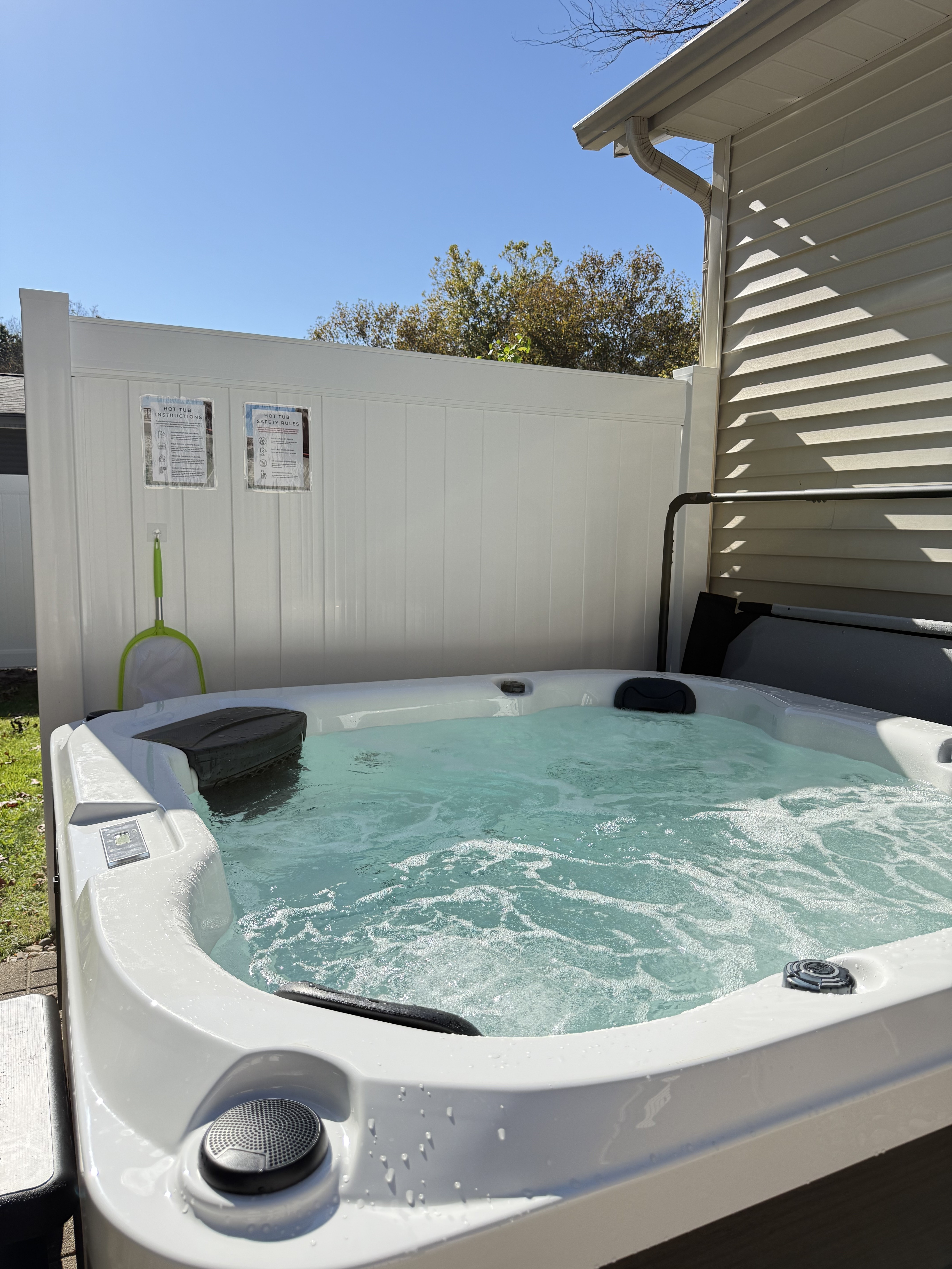 Private covered hot tub for relaxing outdoor soaks