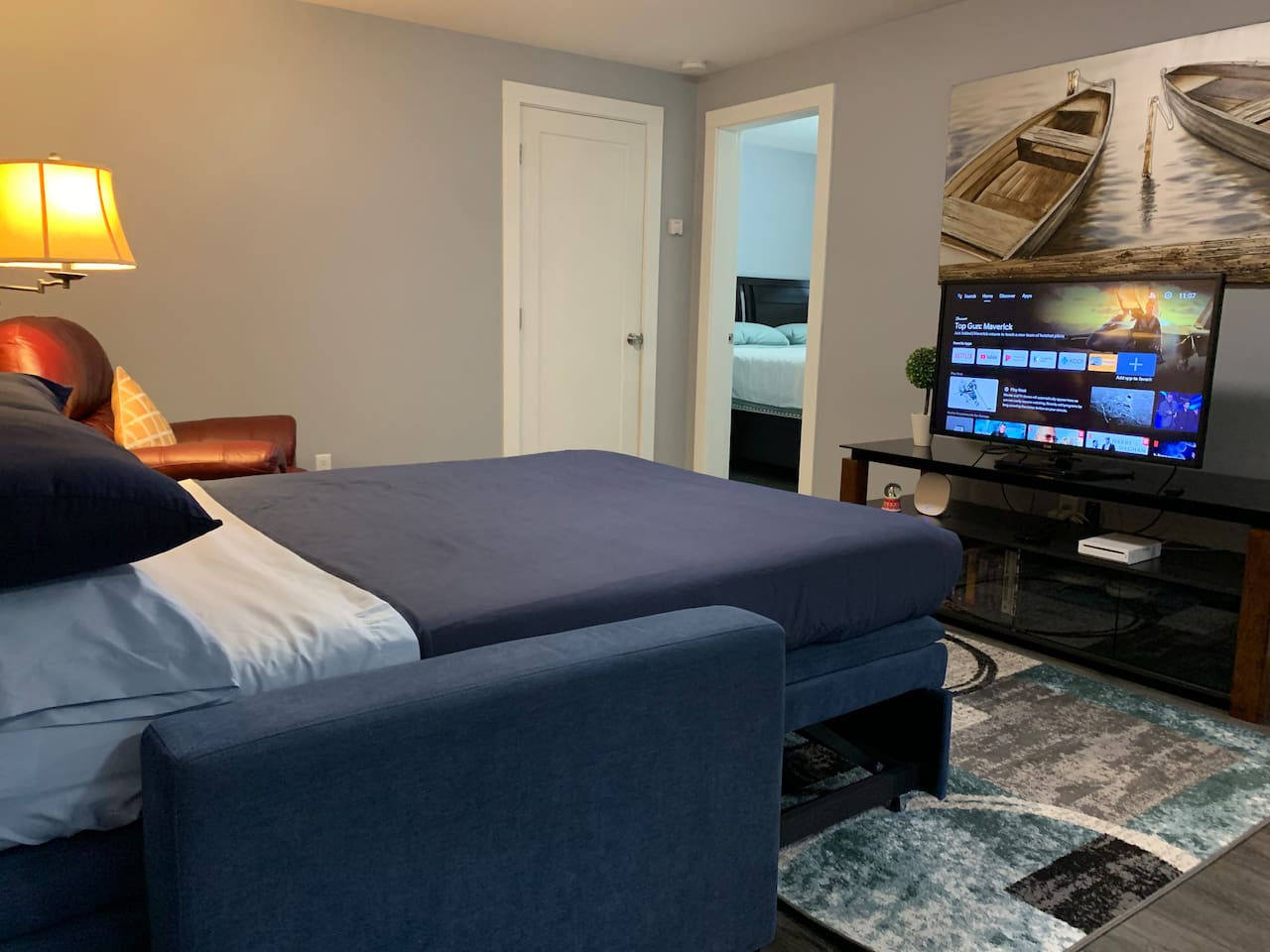 Transform the living room into a 2nd bedroom with the sofa bed.