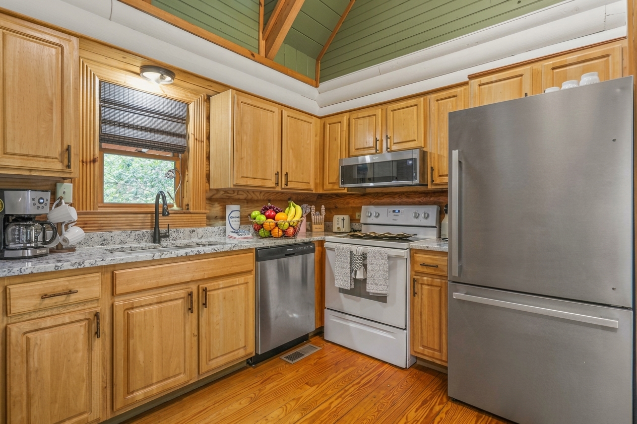 Make a meal with the kitchen oven and stovetop. The dishwasher handles the cleanup afterward.