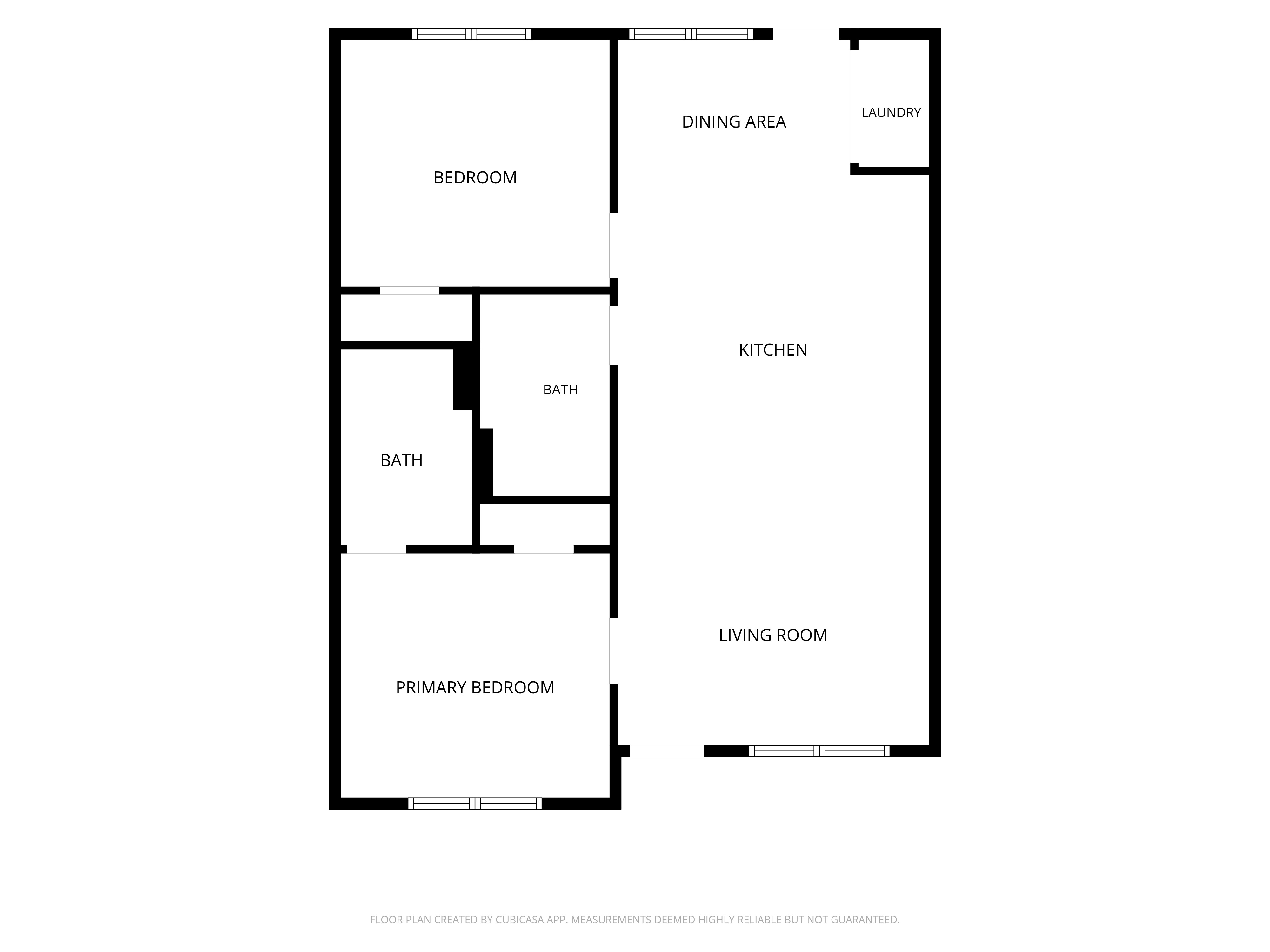 Spacious 2BR layout with open living, dining, and in-unit laundry