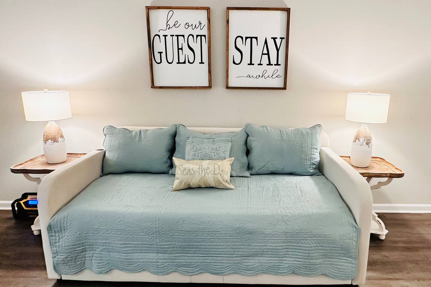 Daybed with trundle.  For kids only due to weight limits.