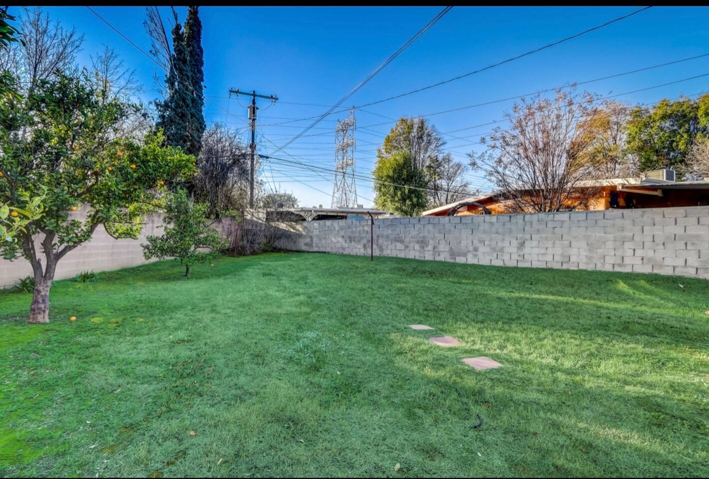 LARGE BACKYARD, LUSH GREEN LAWN
