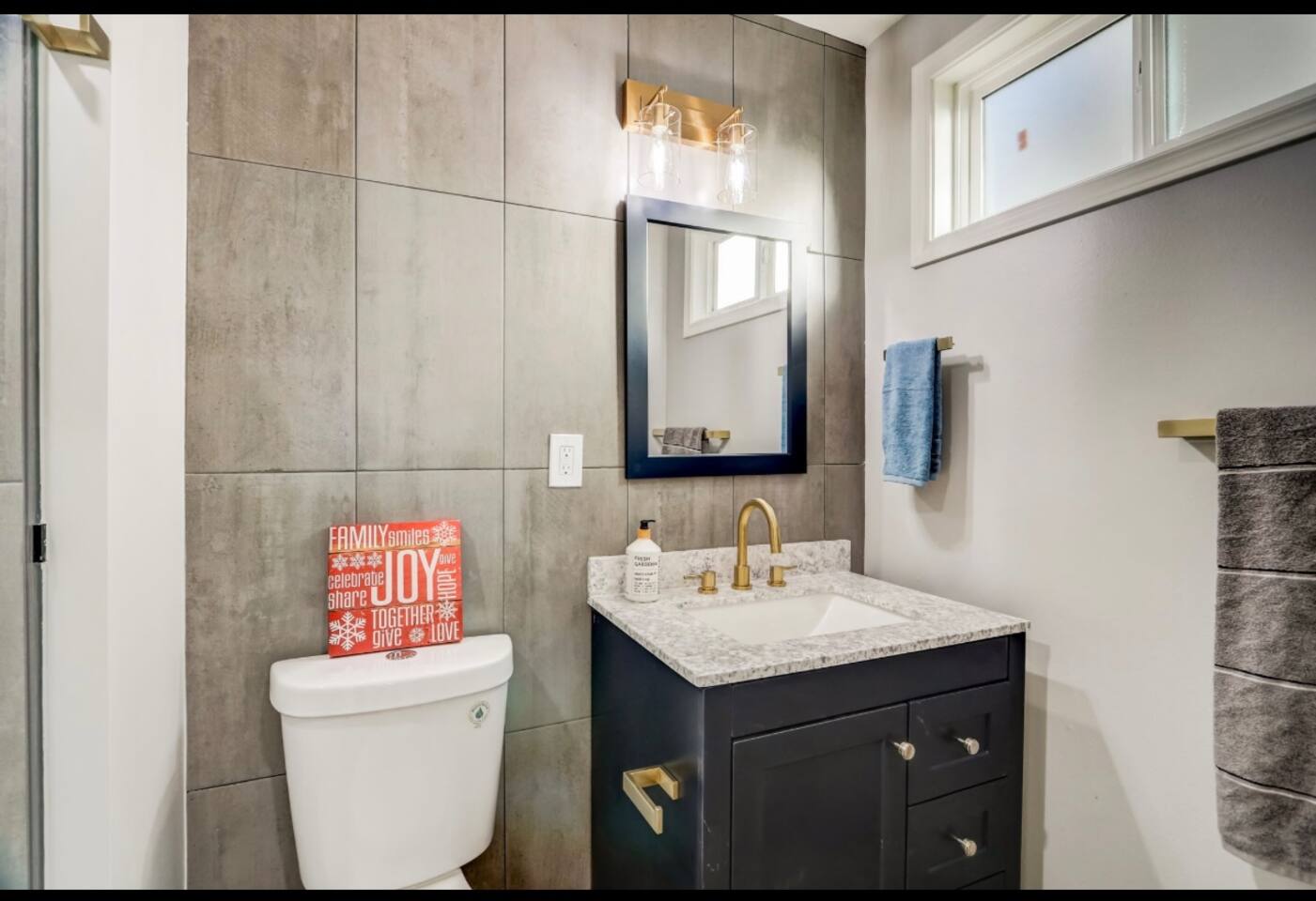 Hallway Bathroom with walk in shower