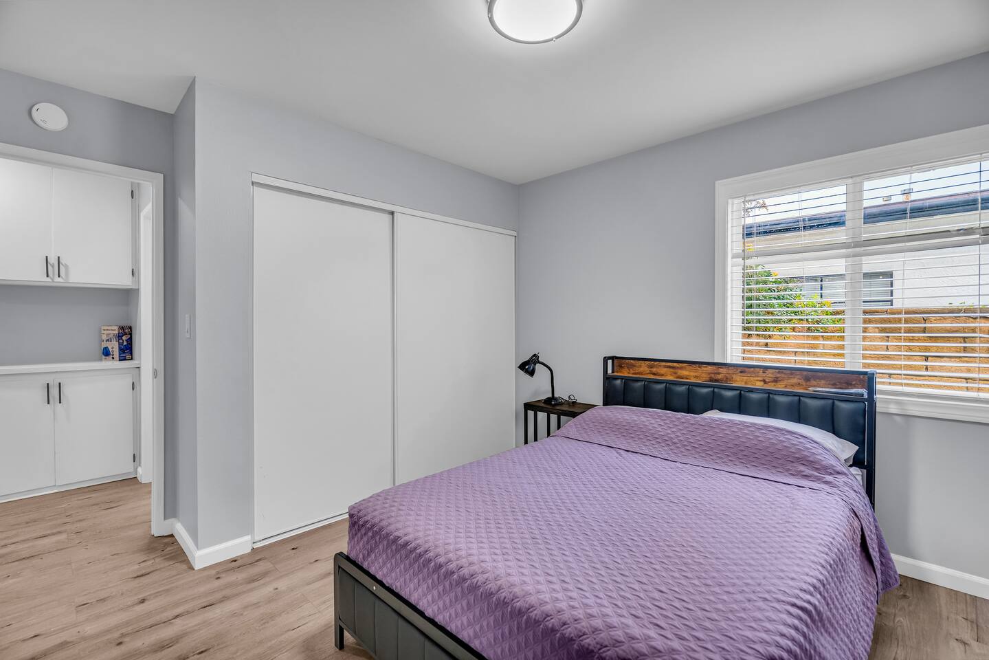 Comfortable retreat with closet space and streaming-ready setup.
