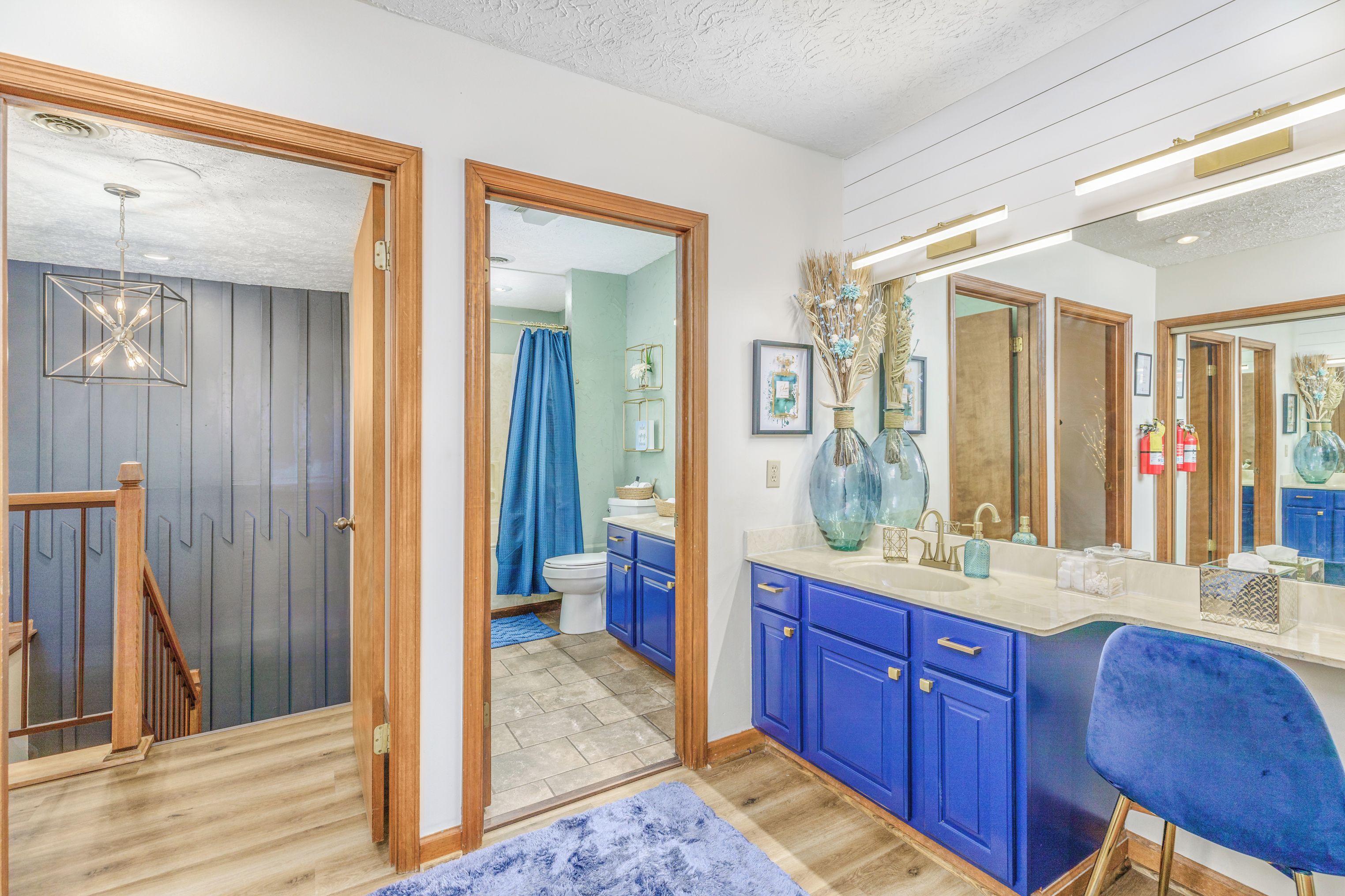 Spacious dressing vanity offers extra room to get ready for Smoky Mountain adven