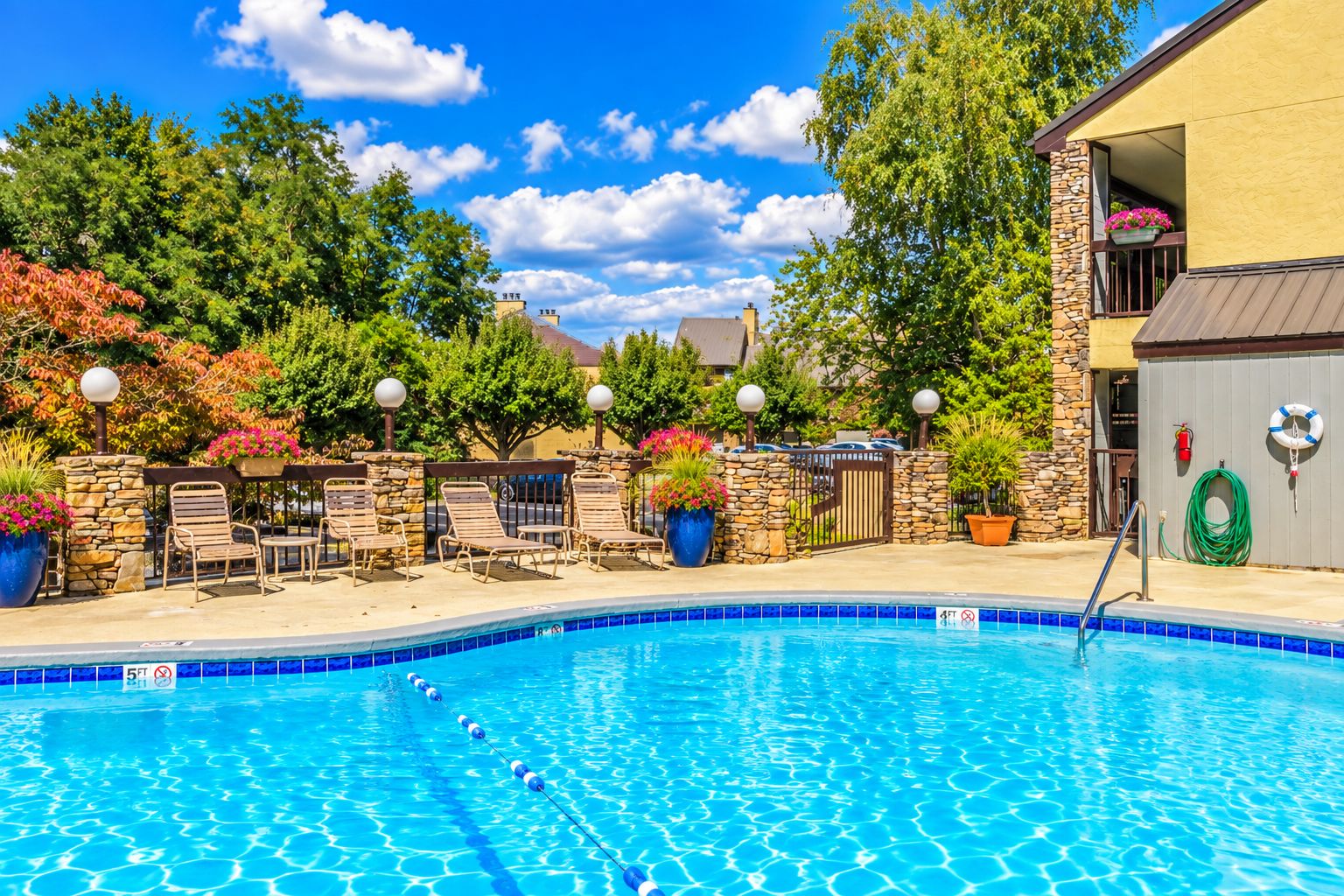 Splash, swim and relax at the beautiful seasonal community pool.
