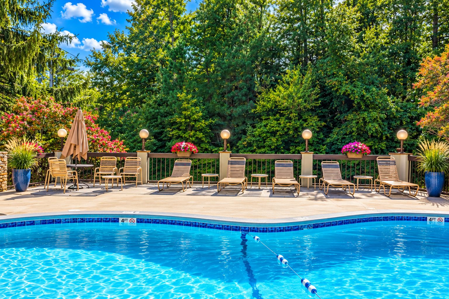Relax poolside surrounded by the peaceful beauty of the Smoky Mountains.