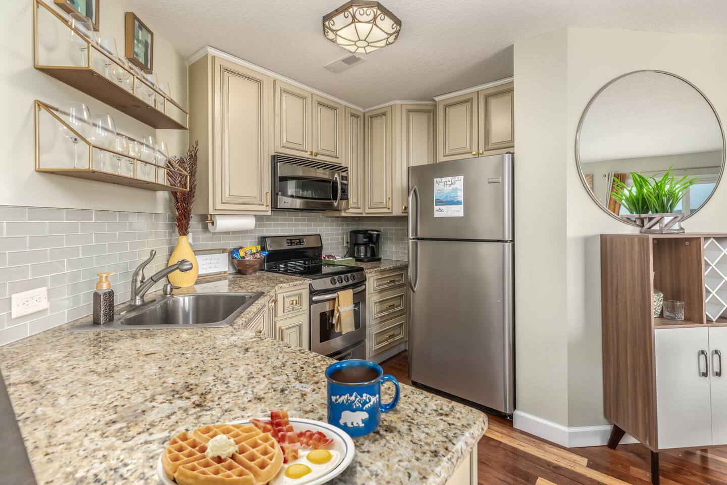 Enjoy generous countertop space designed for effortless meal preparation, offering the perfect blend of style and functionality for everything from morning coffee to gourmet dinners.