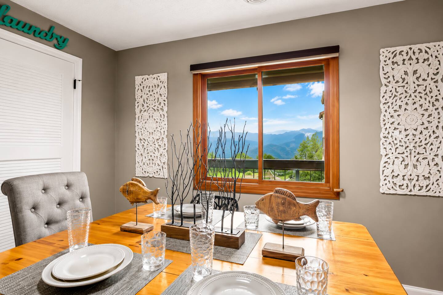 Start the day with breakfast and breathtaking Smoky Mountain views! This inviting dining space gives the family a beautiful place to gather for meals, games, and conversation while enjoying the mountains right from the table.