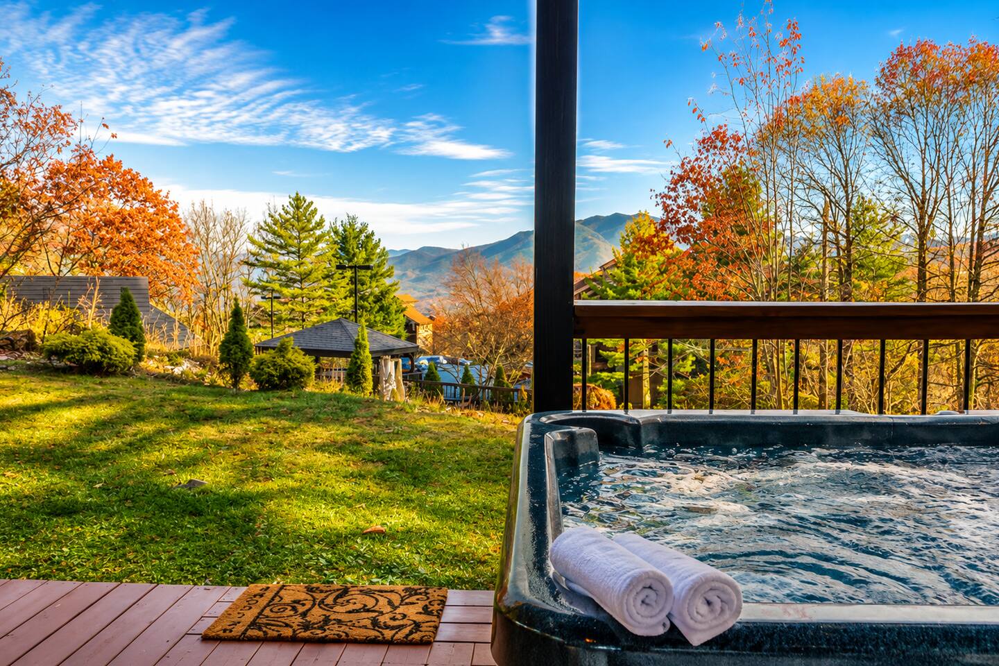 Soak, relax, and enjoy quality family time in the private hot tub surrounded by colorful fall scenery and beautiful Smoky Mountain views—the perfect ending to an adventure-filled day in Gatlinburg!