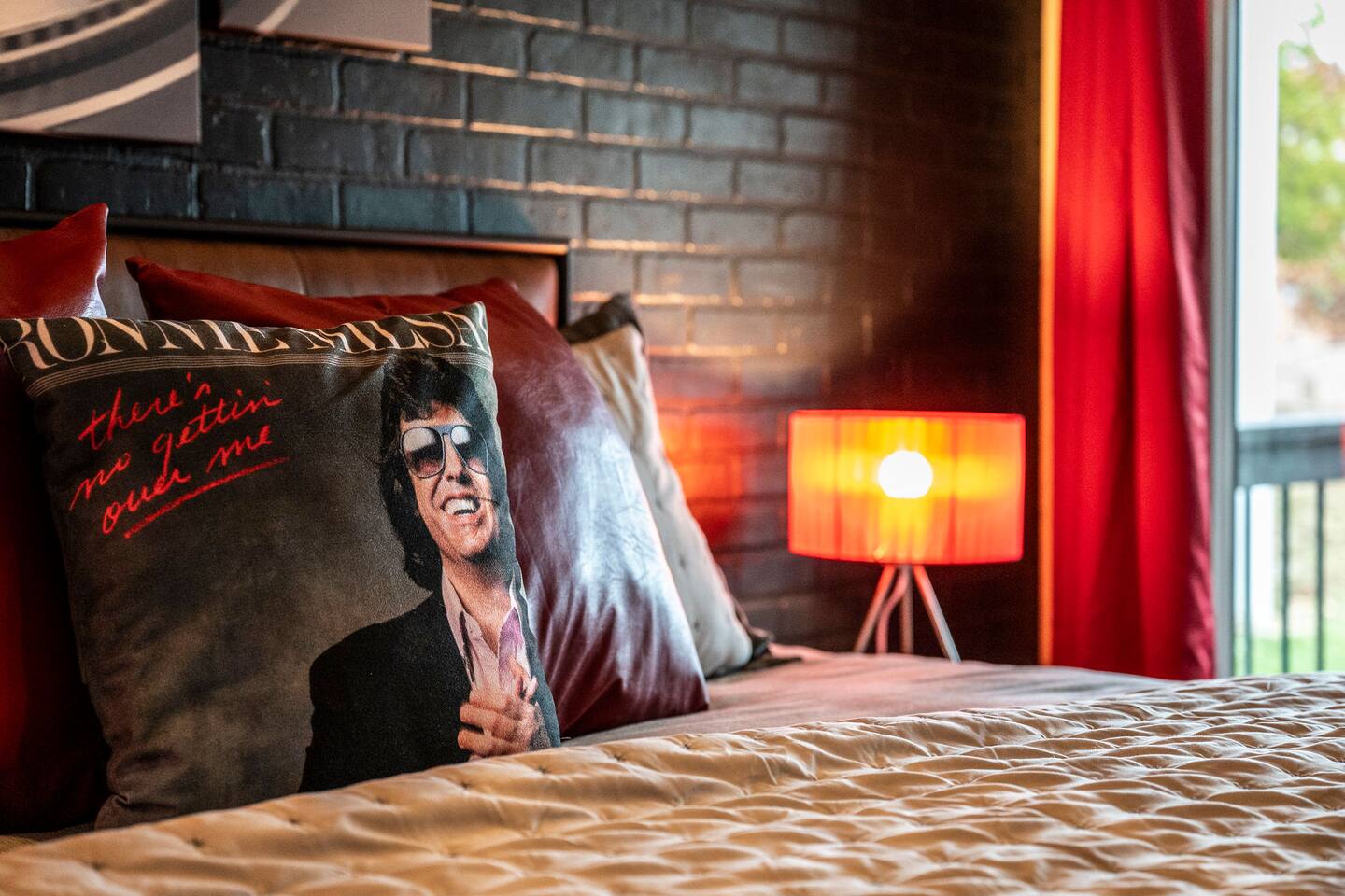 Fun music-inspired details add personality to this cozy bedroom retreat. Settle into comfortable bedding and unwind after a day of family adventures in Gatlinburg and the Great Smoky Mountains.