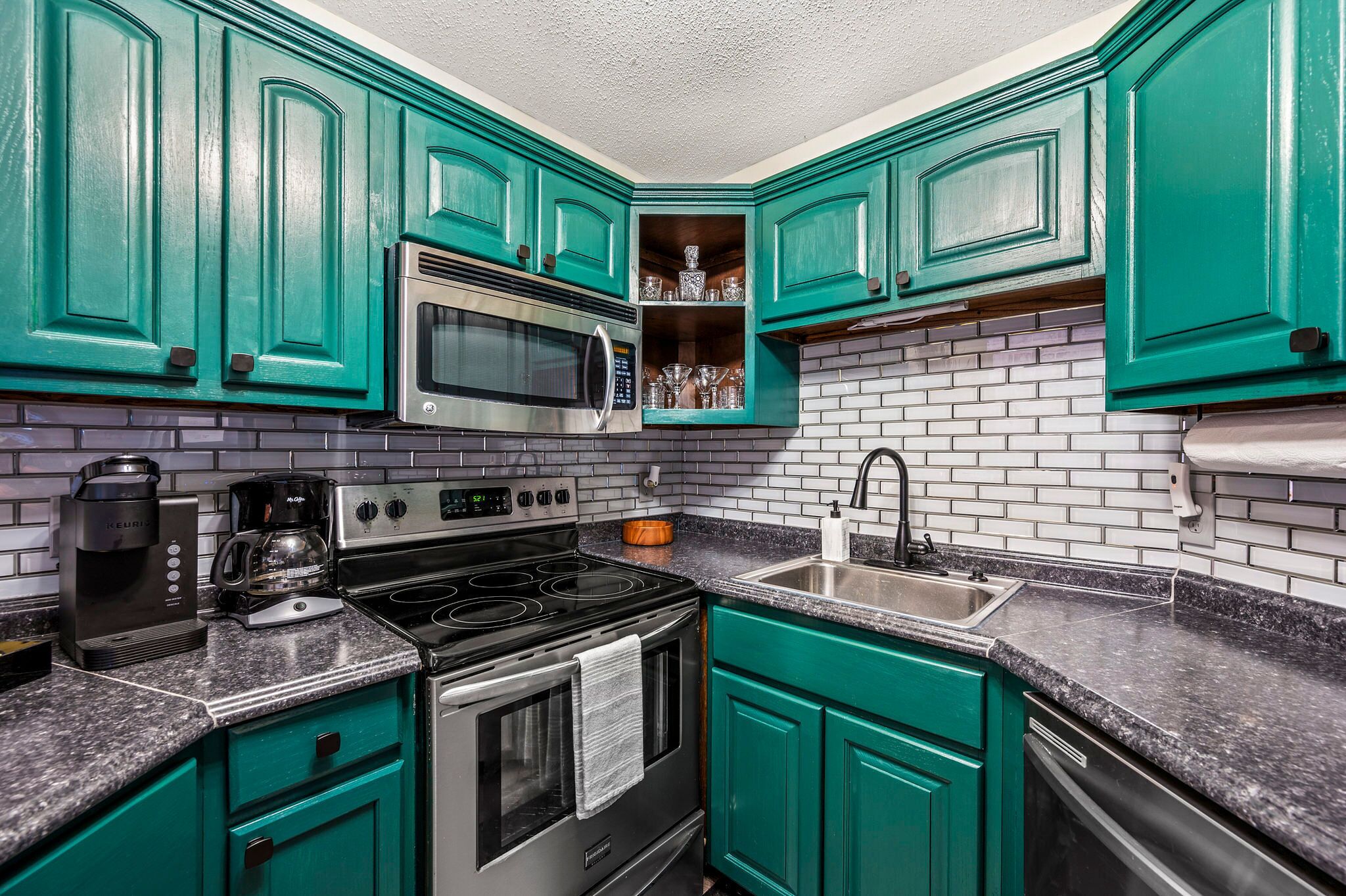 Fully stocked kitchen with coffee essentials for easy family mornings!