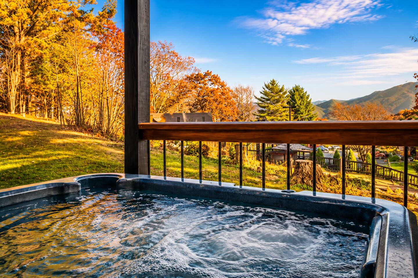 Gather the family and unwind in the bubbling hot tub while taking in the peaceful mountain scenery. The perfect spot to relax together after a fun-filled day exploring Gatlinburg and the Smokies!