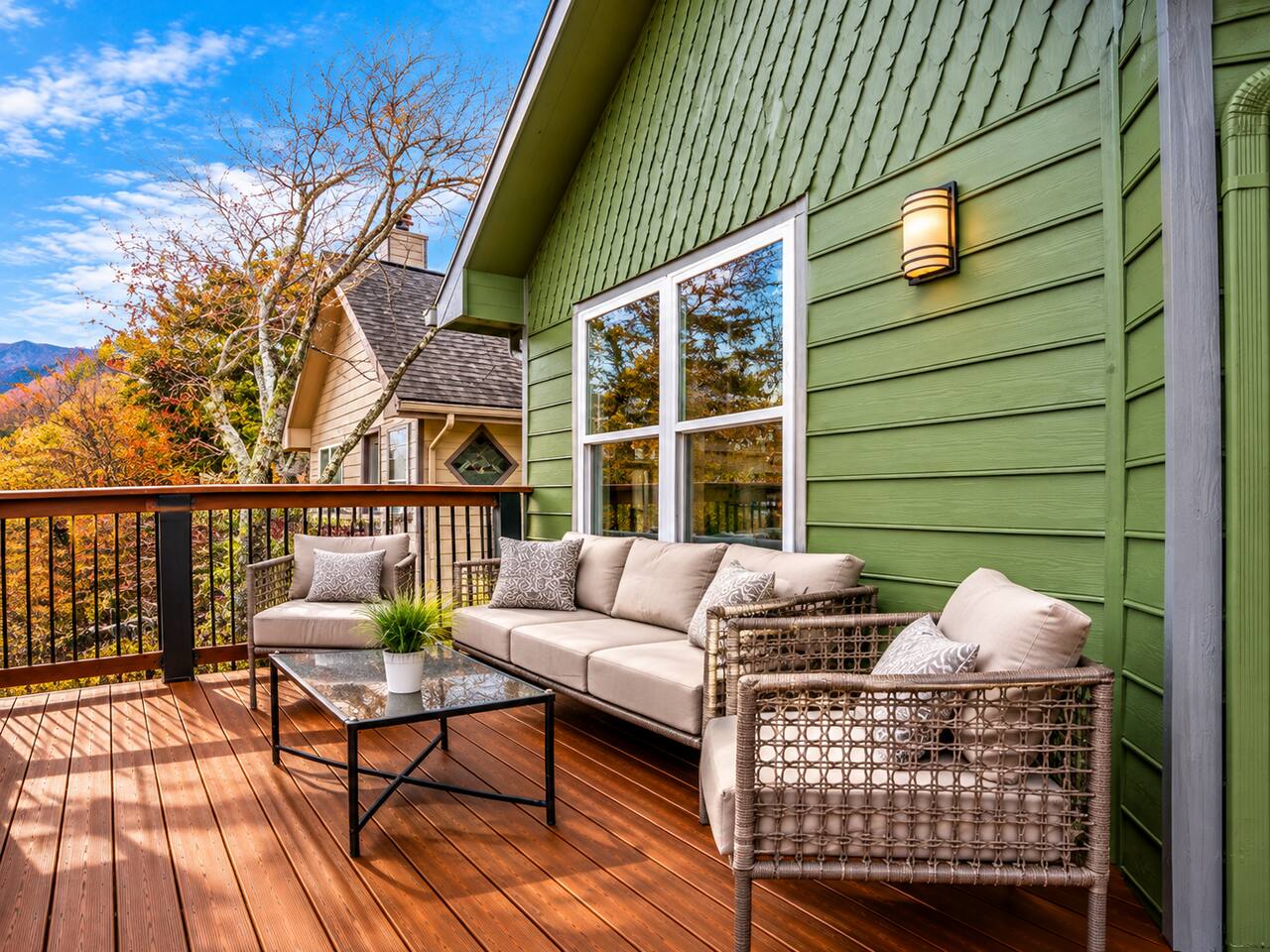 Kick back and enjoy family time on the spacious deck, surrounded by beautiful Smoky Mountain scenery. Comfortable seating makes it the perfect spot for morning coffee, afternoon relaxation, or winding down together after exploring Gatlinburg.