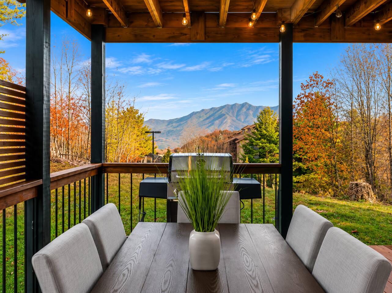 Make family mealtime unforgettable with breathtaking Smoky Mountain views! Gather around the covered outdoor dining area,  and enjoy good food, fresh mountain air, and quality time together.