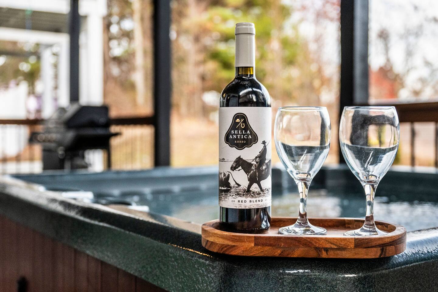 After a fun-filled day in Gatlinburg, the grown-ups can unwind in the private hot tub surrounded by peaceful mountain scenery. Pour your favorite drink, relax under the covered deck, and enjoy a well-deserved Smoky Mountain evening.