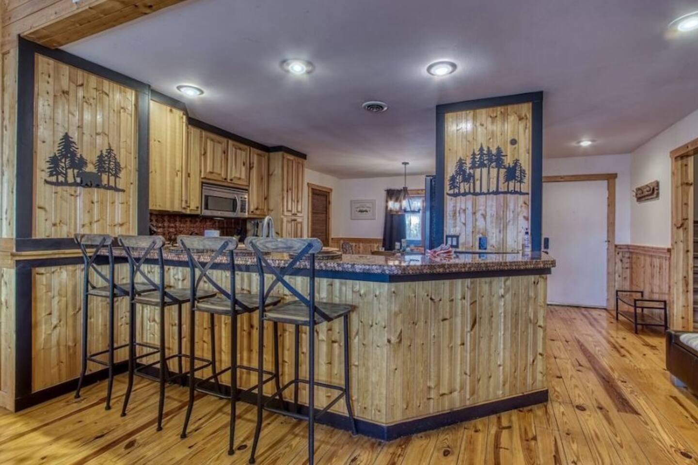 Very large fully stocked kitchen.