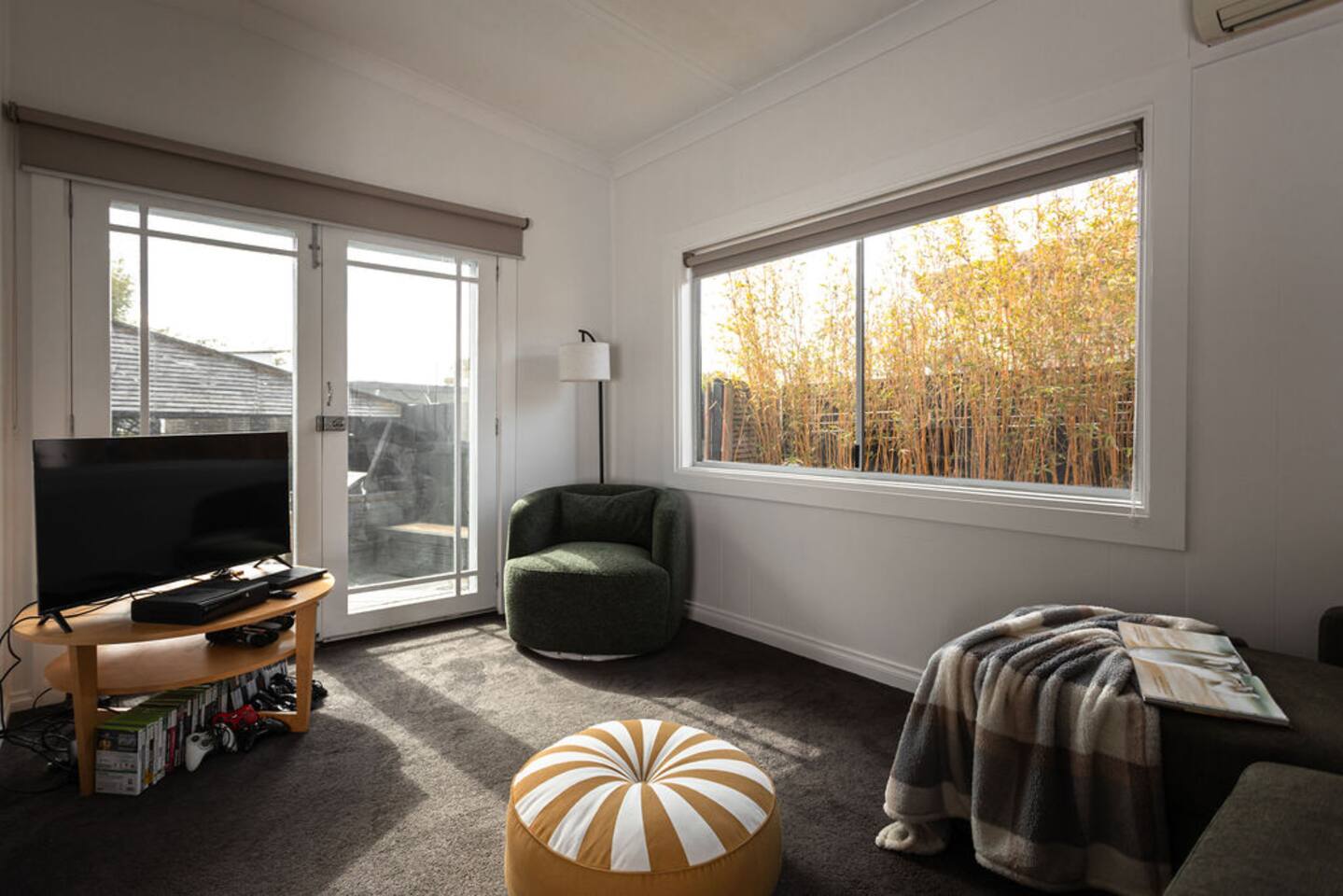 Please note this room is  more like a second living room/games room. Roll away sofa is new and comfortable and can be set up upon request.
IT DOESN'T HAVE A DOOR.