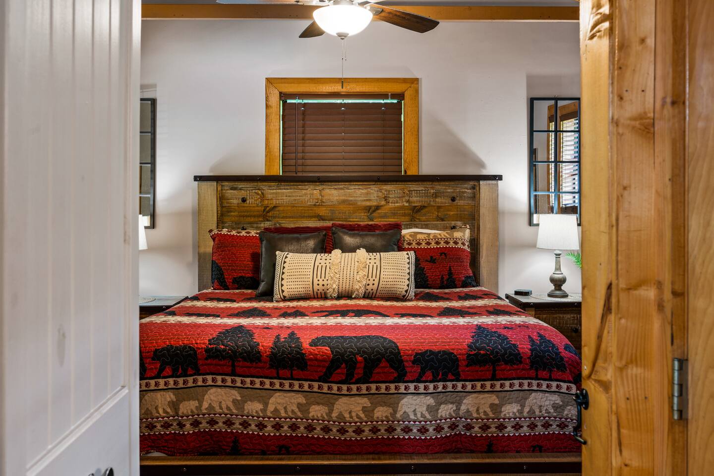 Master bedroom with a spacious and comfortable king bed.
