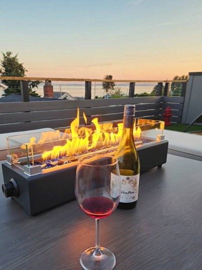 Fire table evenings on the rooftop deck
