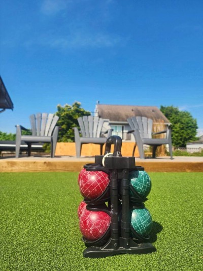 Bocce out front (rolled, not thrown)