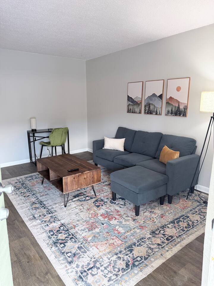 A comfortable place to relax after work — with a dedicated desk for working from home