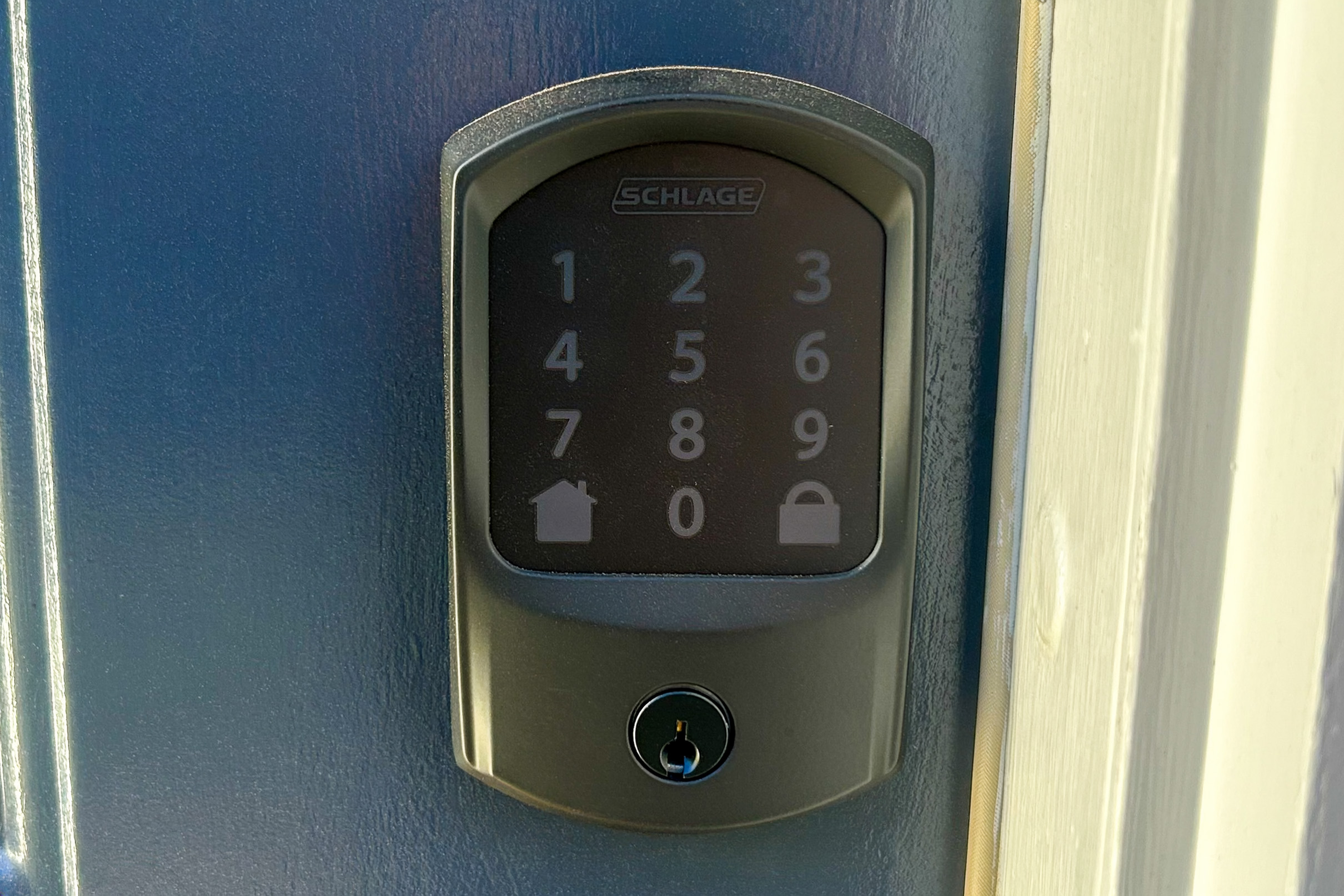 Main House private Schlage keypad at the front door for self check-in