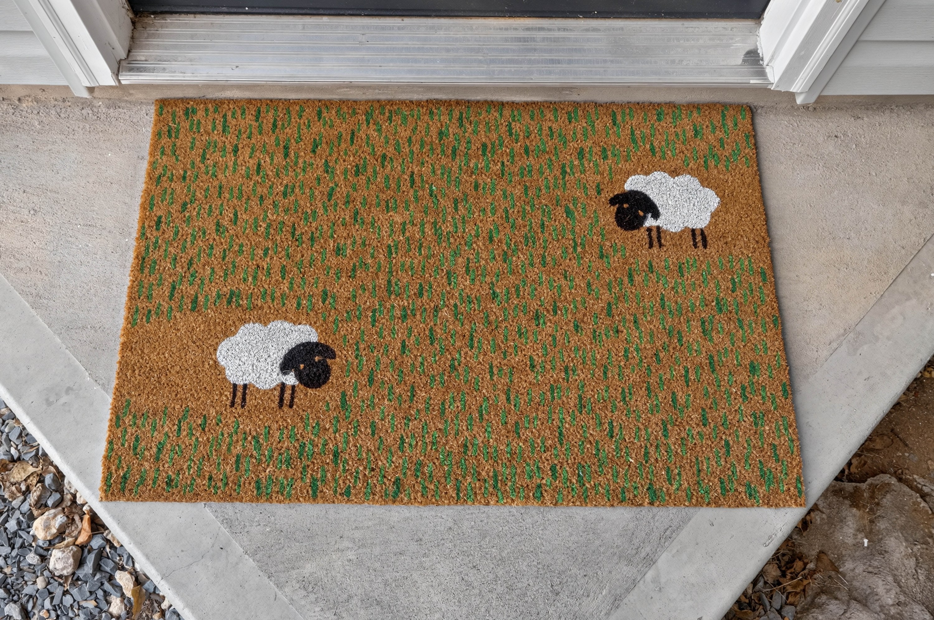 Garden House welcome mat at the front door
