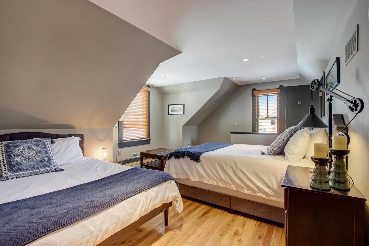 Double queens on the second floor with a private bathroom.