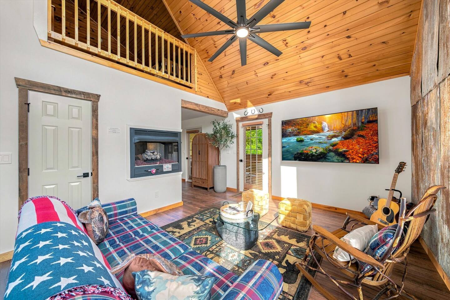Ready for a movie night infrastructure of the fireplace while kids are in the hot tub?