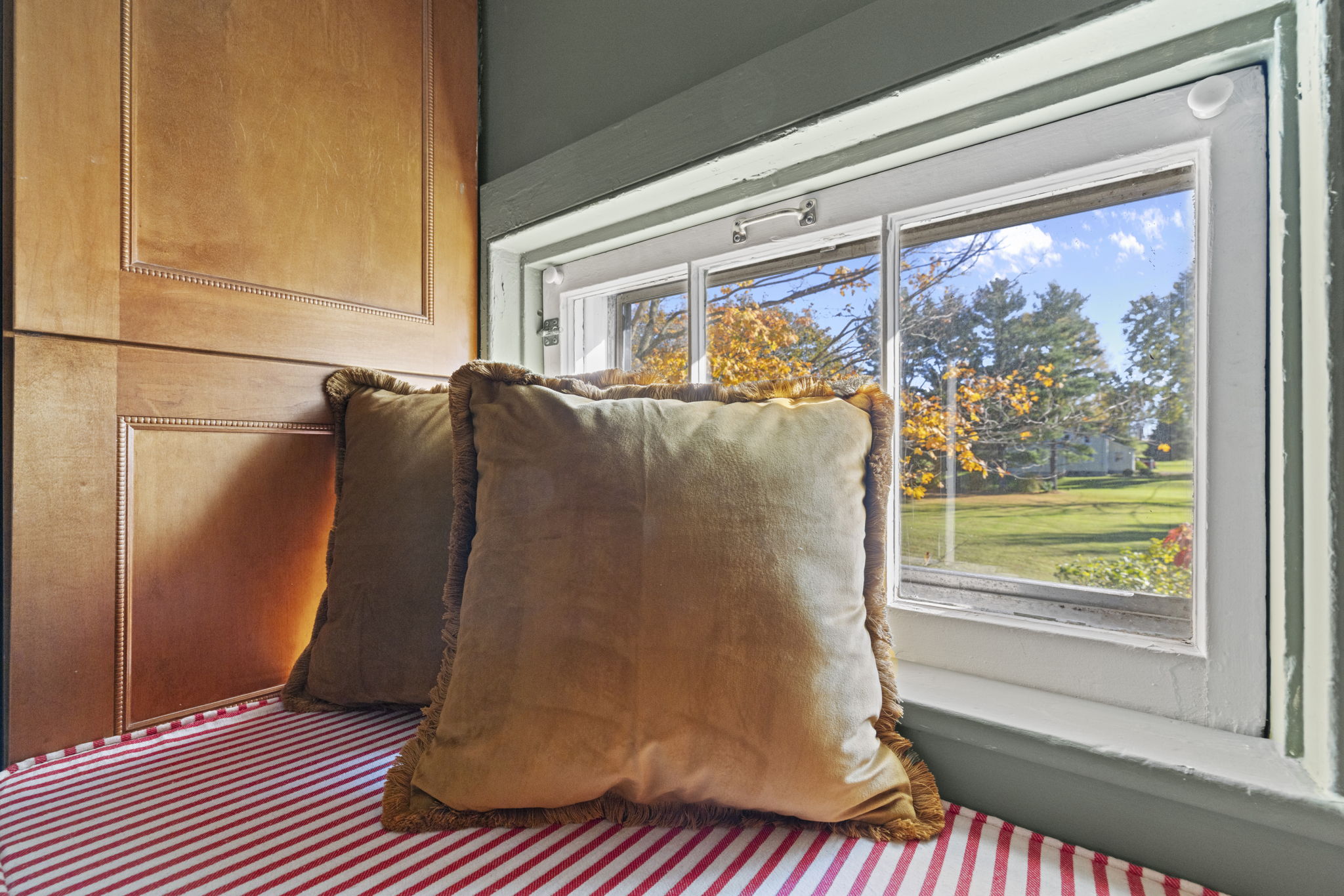 Cozy window seat with garden views and beautiful natural light