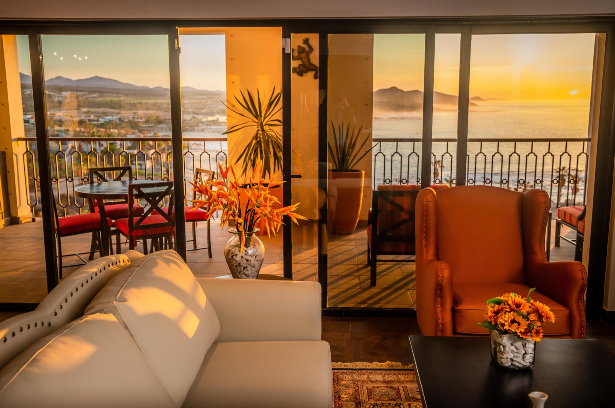 Sunset balcony views with elegant indoor-outdoor living