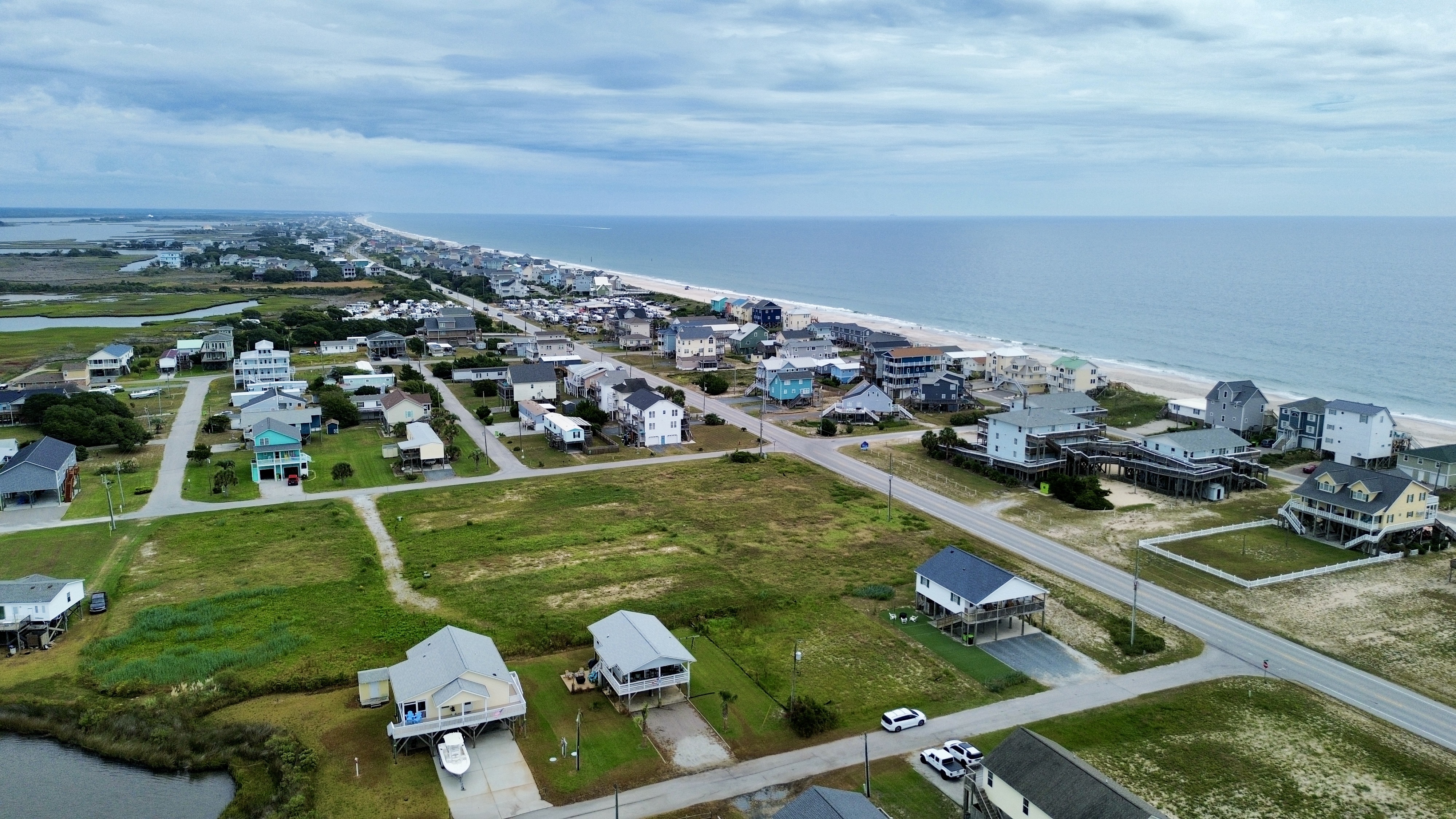 Aerial coastal views with beach access in a peaceful seaside neighborhood
