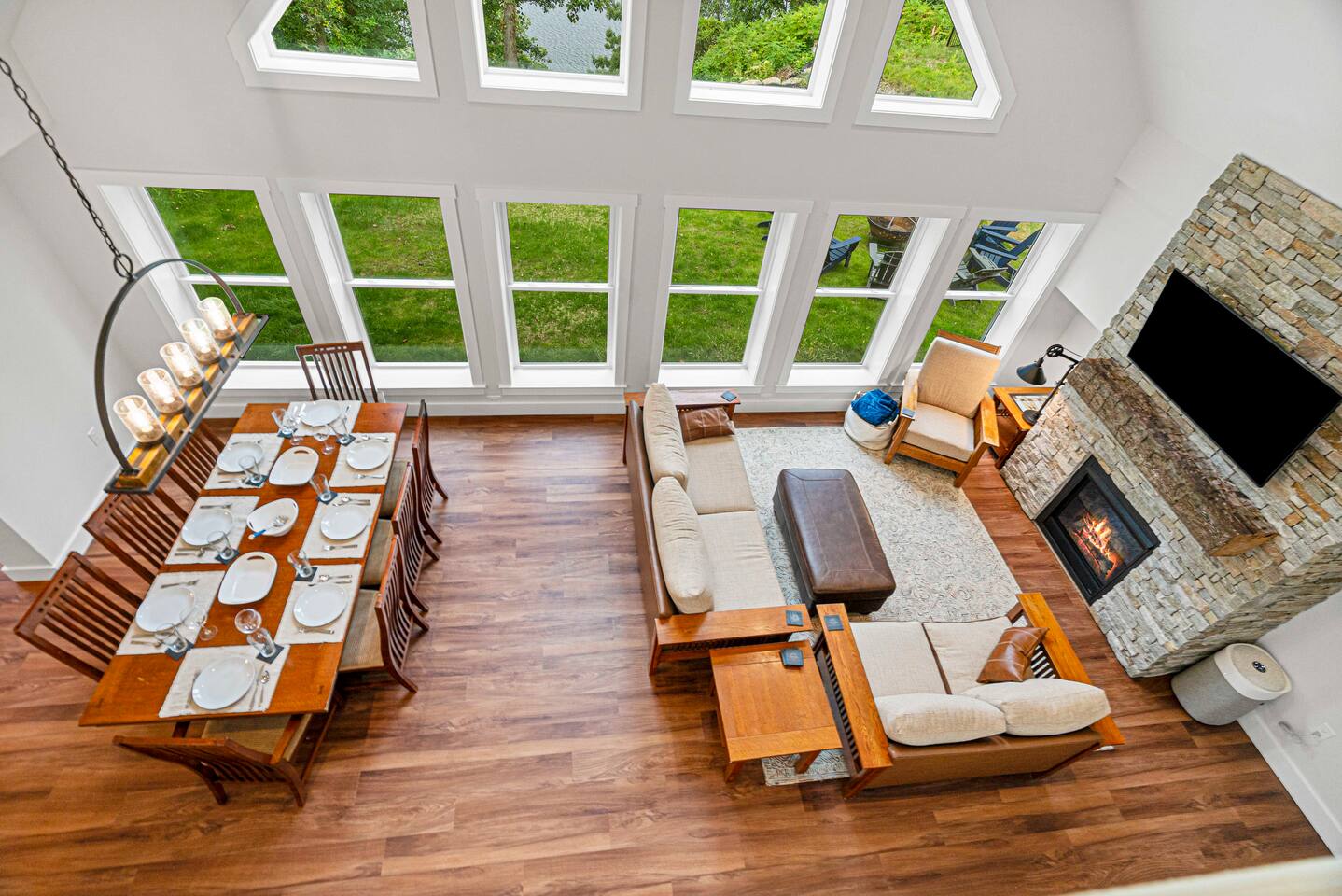 When looking down from the loft, you get a great overhead view of the Great Room