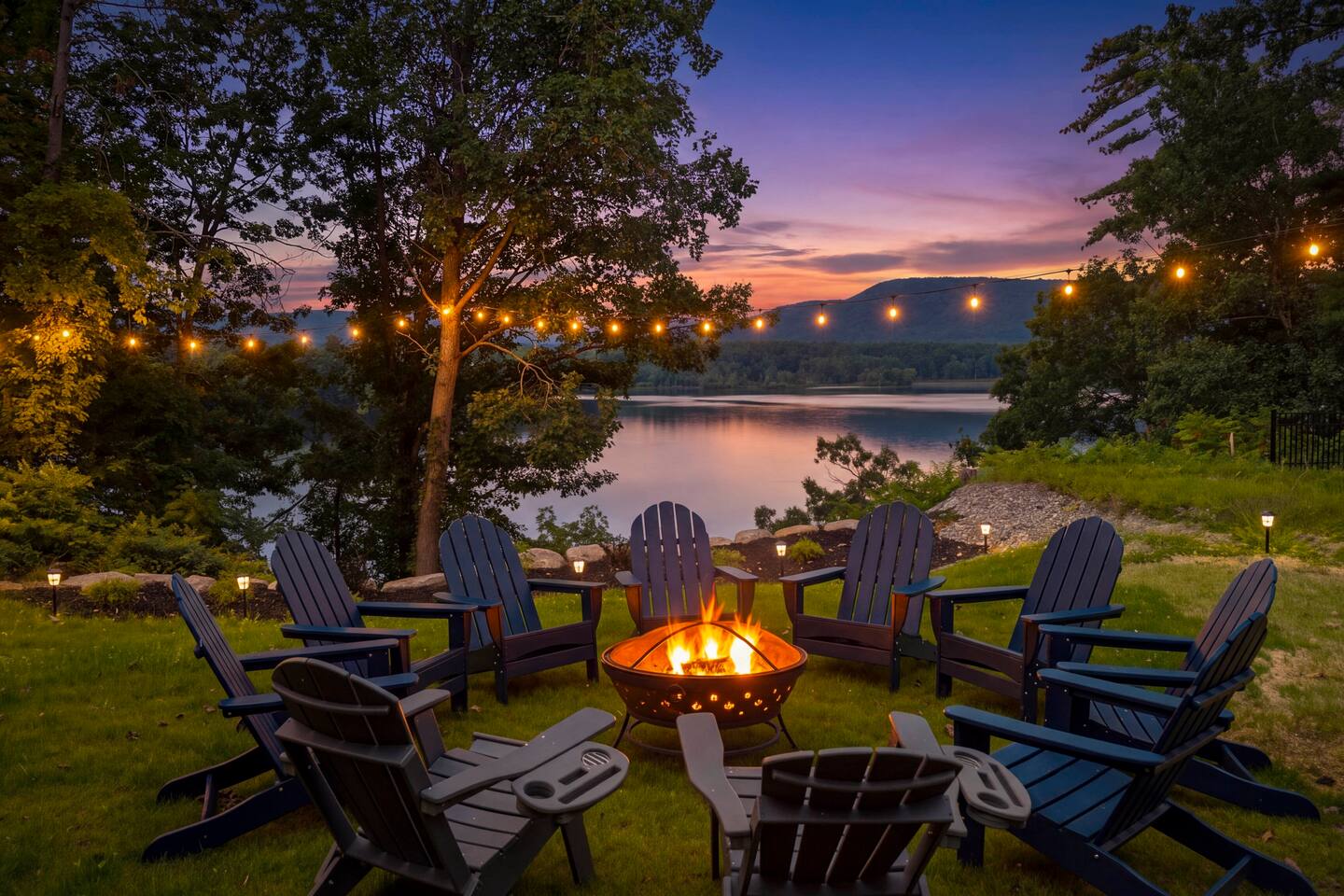 Watch the sun set over West Mountain as your friends and family enjoy s'mores over the backyard firepit