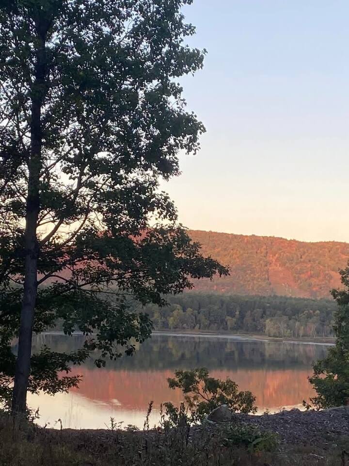 Backyard sunrise view of West Mountain and Hudson River