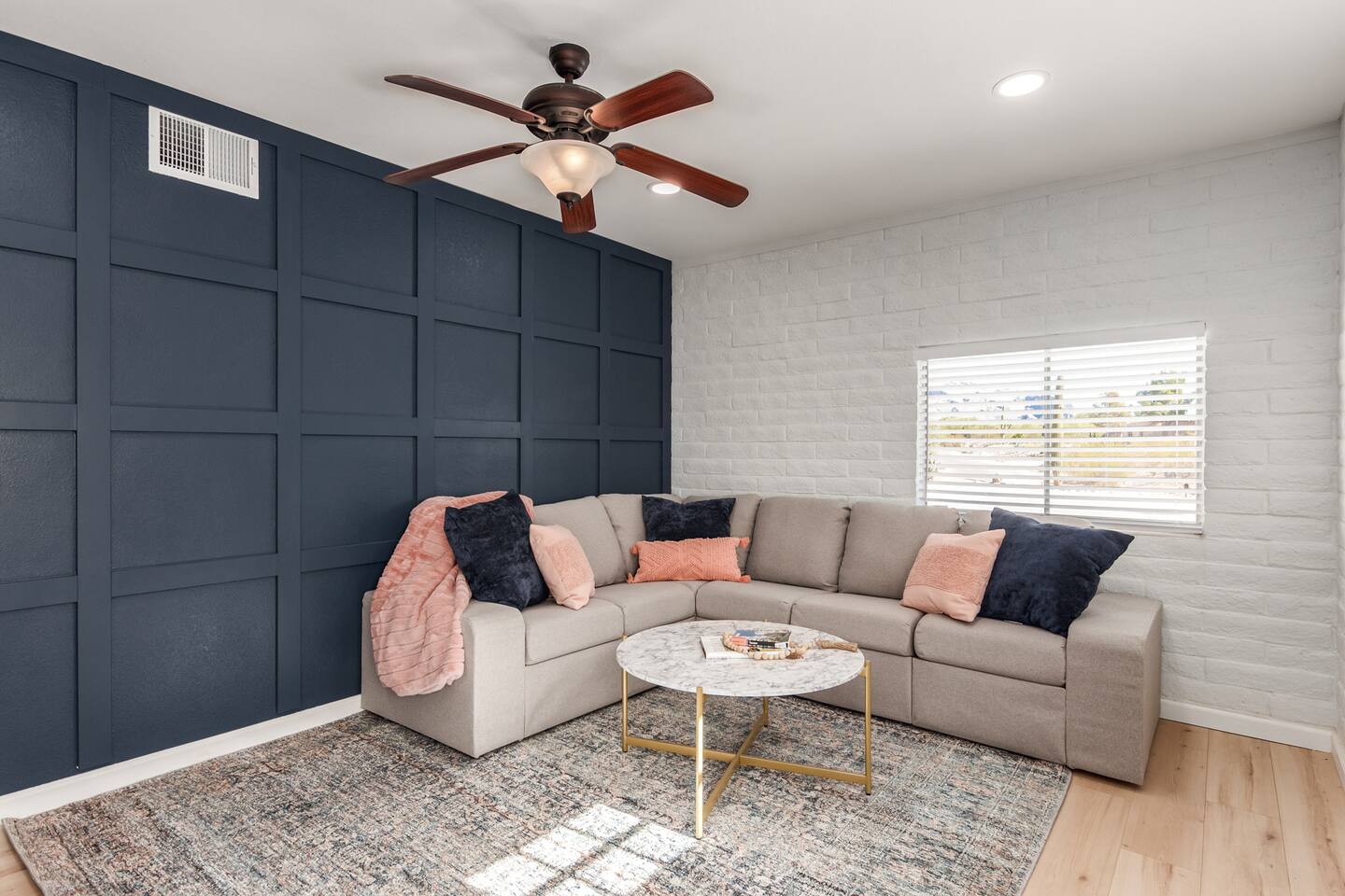 The oversized sectional invites you to kick back, stretch out, and stay awhile. Perfect for curling up with a good book, an afternoon nap, or connecting over conversation — this space feels like a retreat all on its own.