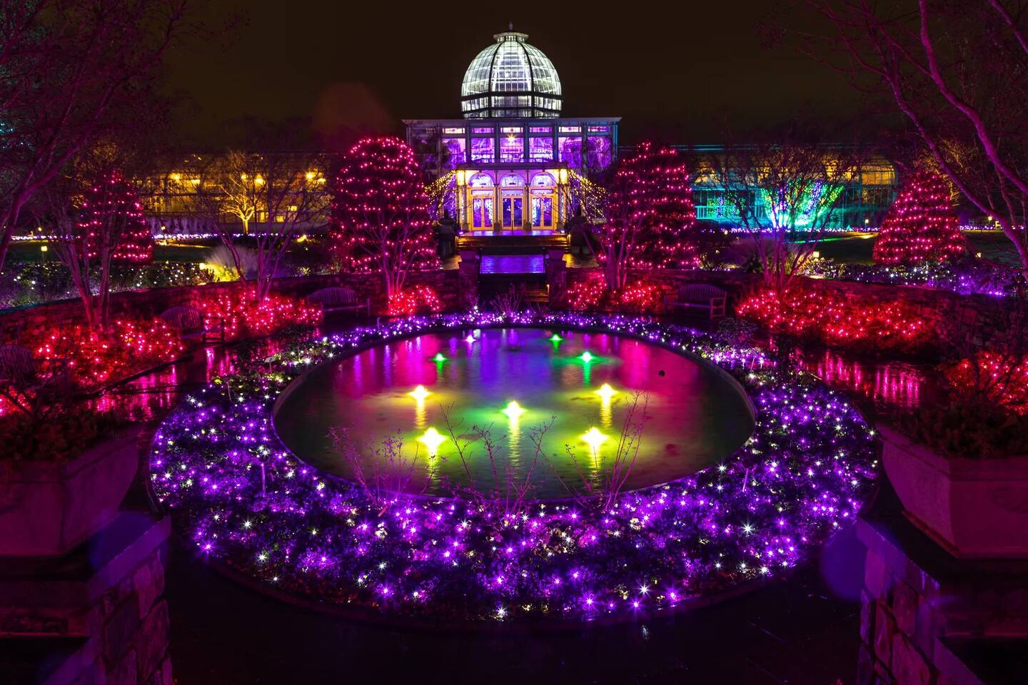 Experience Tucson's spectacular botanical gardens transformed into enchanting evening light displays, creating magical moments your group will treasure long after your stay at Pomona Oasis.