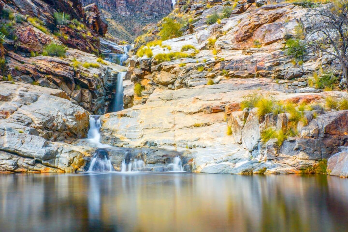 Discover hidden desert waterfalls and natural swimming holes in the nearby Catalina Mountains, perfect for refreshing group hikes that immerse you in the unique Tucson wilderness.