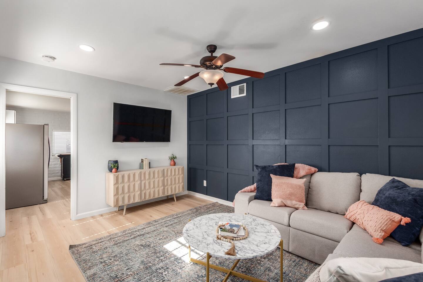 Settle into your own private space and unwind with your favorite shows on the 55" TV. Whether it’s a quiet evening in or a lazy morning before heading out to explore Tucson, this cozy living room is made for relaxing at your own pace.