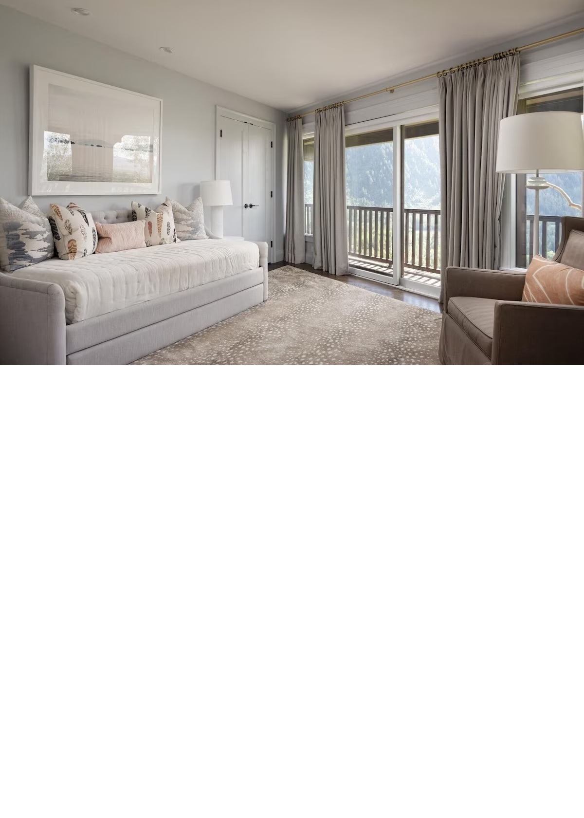 Bright bedroom retreat with private balcony and mountain views
