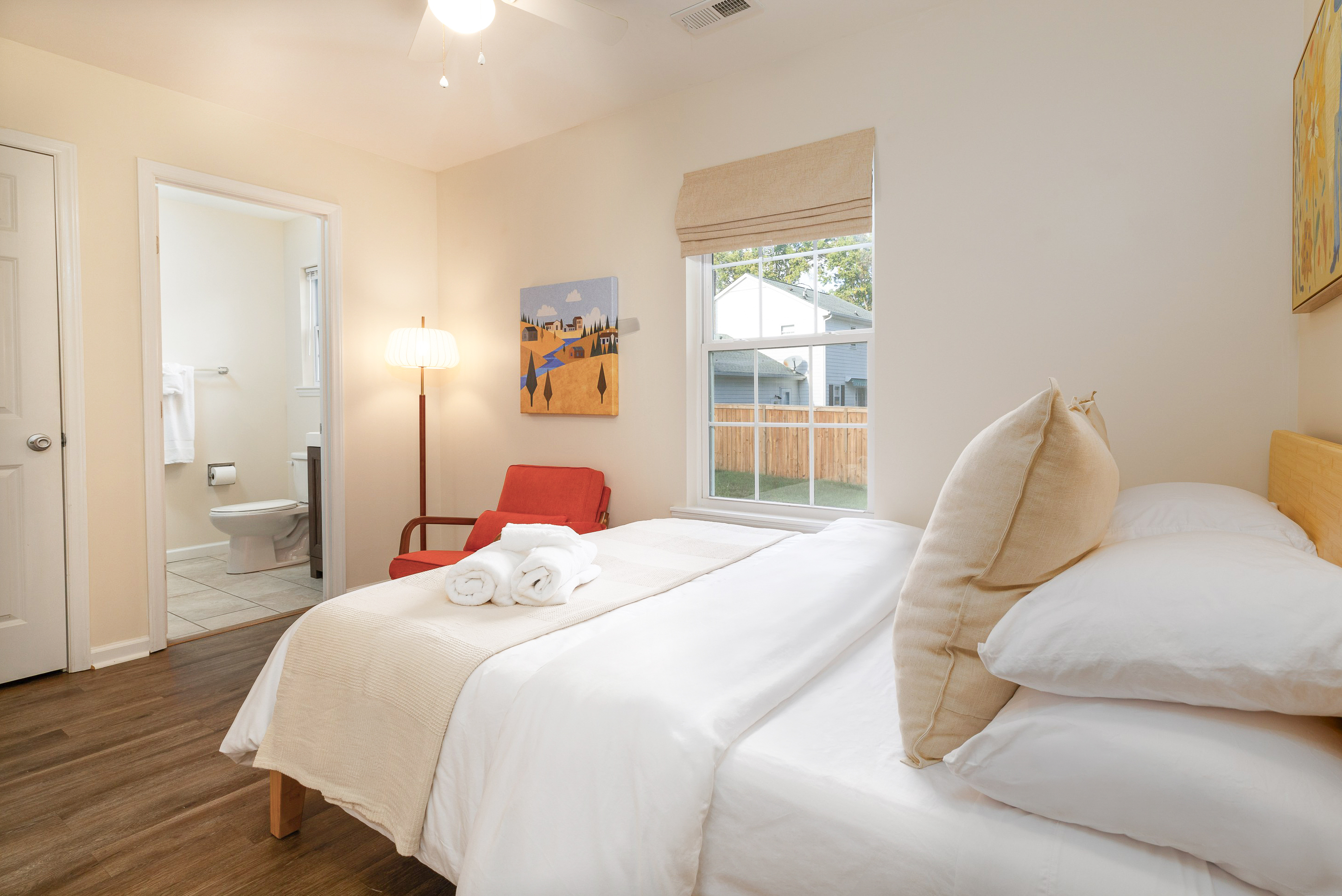 Primary bedroom with its own en suite bath