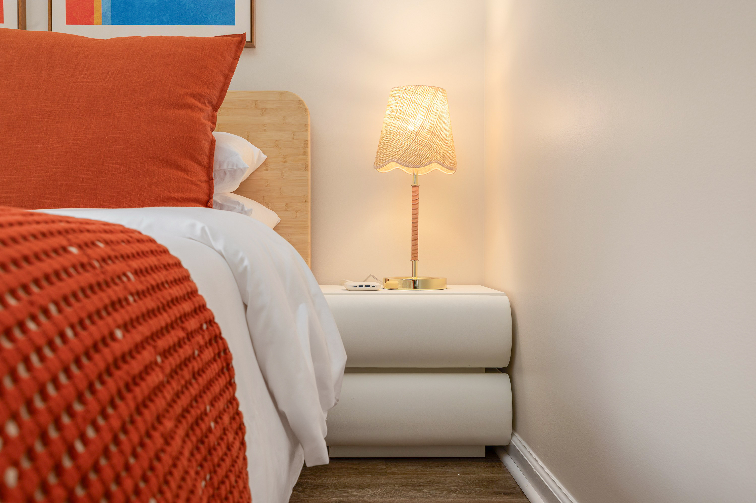 Bedroom 2 nightstand and lamp