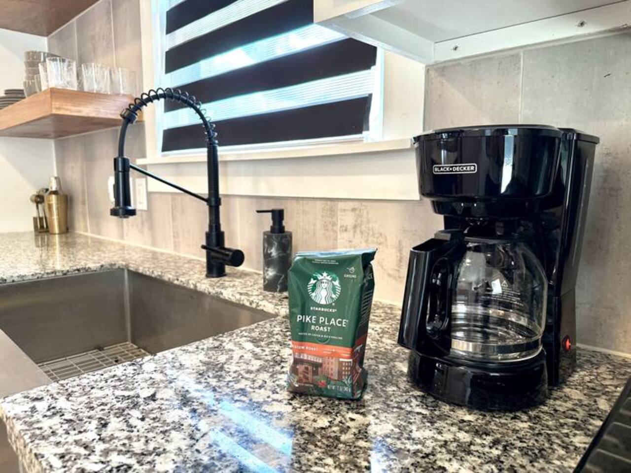 Starbucks ground coffee is provided for the perfect cup of Joe in the mornings!