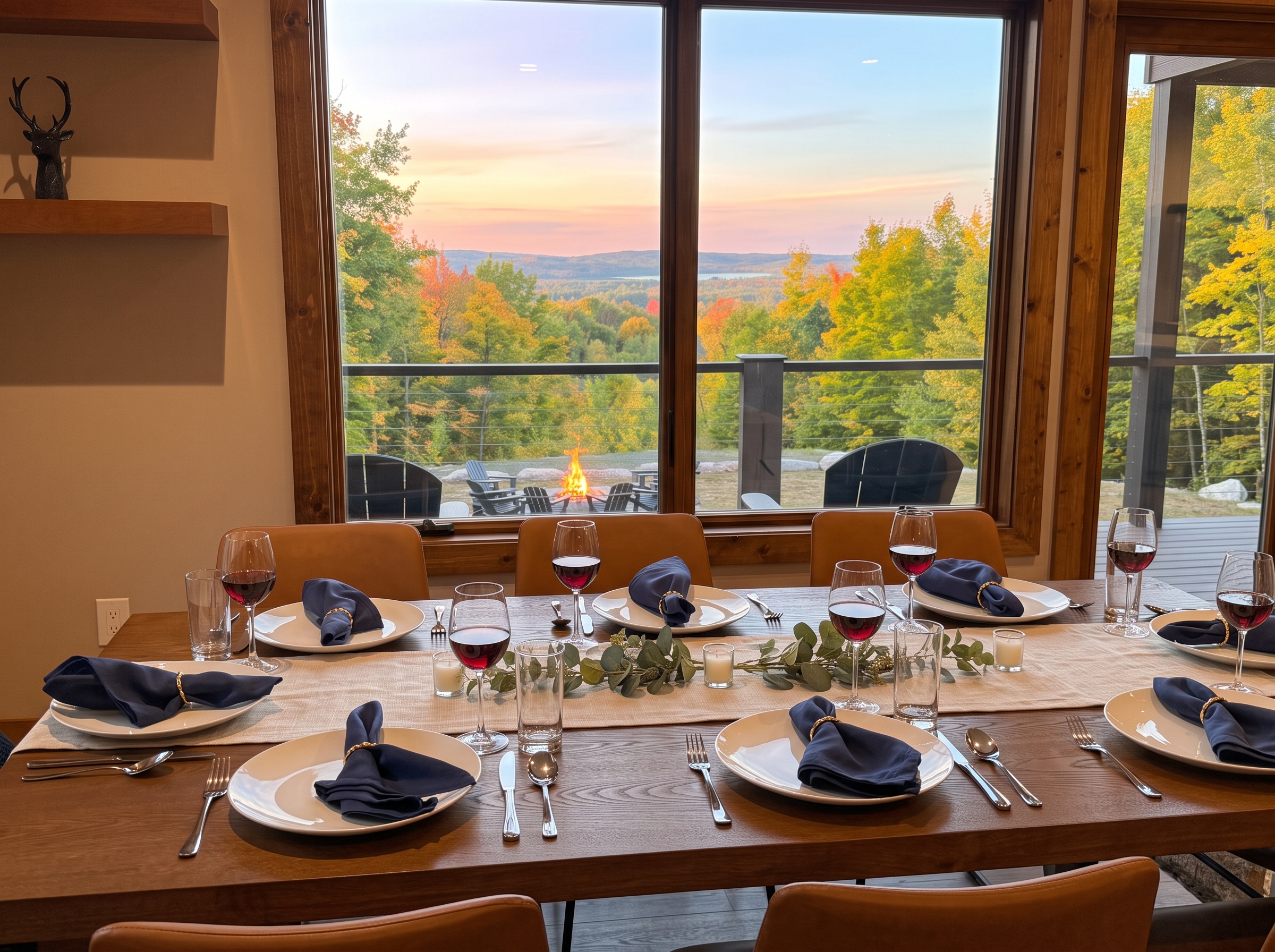 Dining table for 10 facing the lake