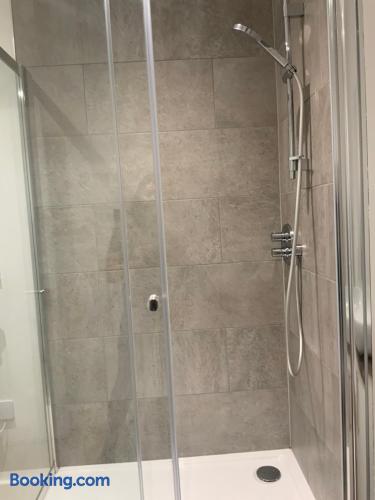 Modern glass-enclosed shower with sleek, spa-like style