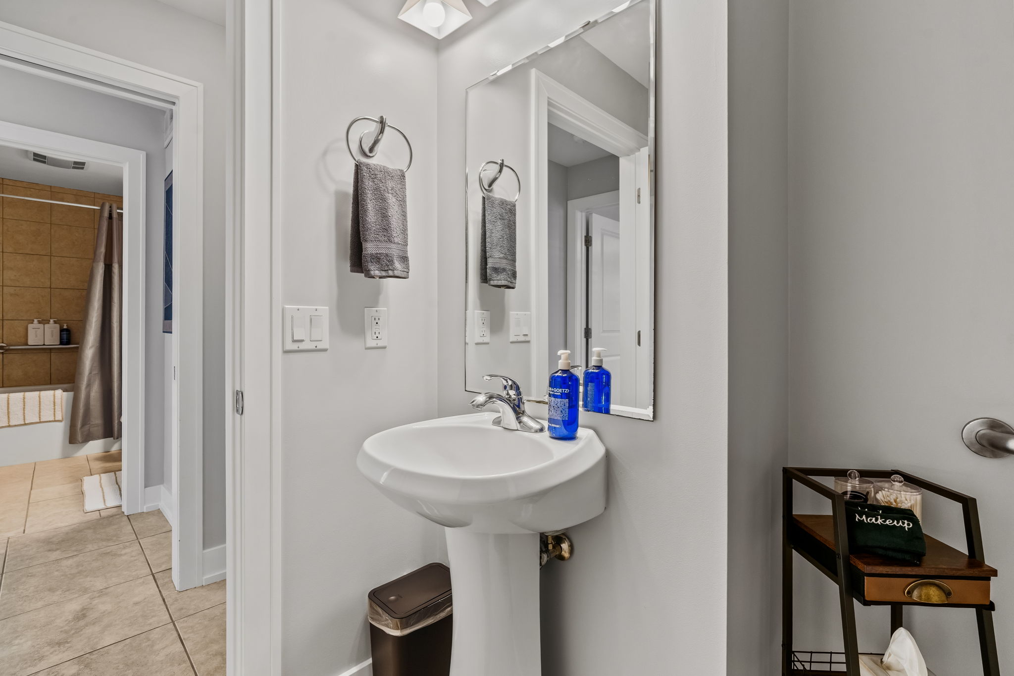 Bright, stylish powder room with modern finishes and guest-friendly touches