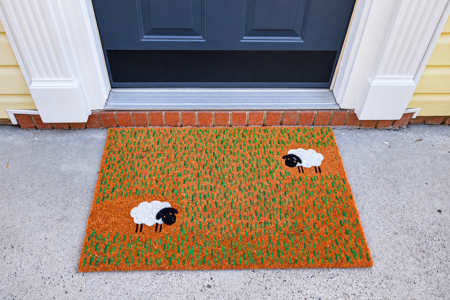 Welcome mat at the front door